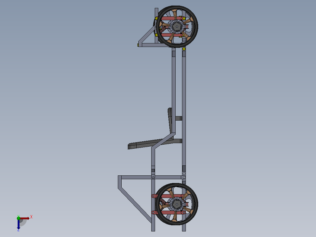Modular car frame简易模块化车底盘结构3D图纸 Solidworks设计俯视图
