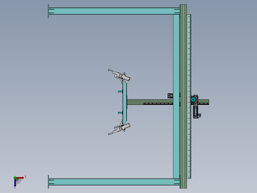 2轴齿轮齿条桁架机械手俯视图