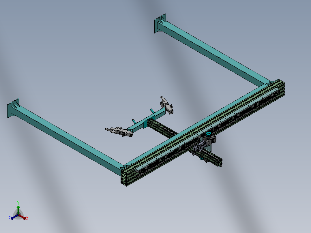 2轴齿轮齿条桁架机械手正等轴测图