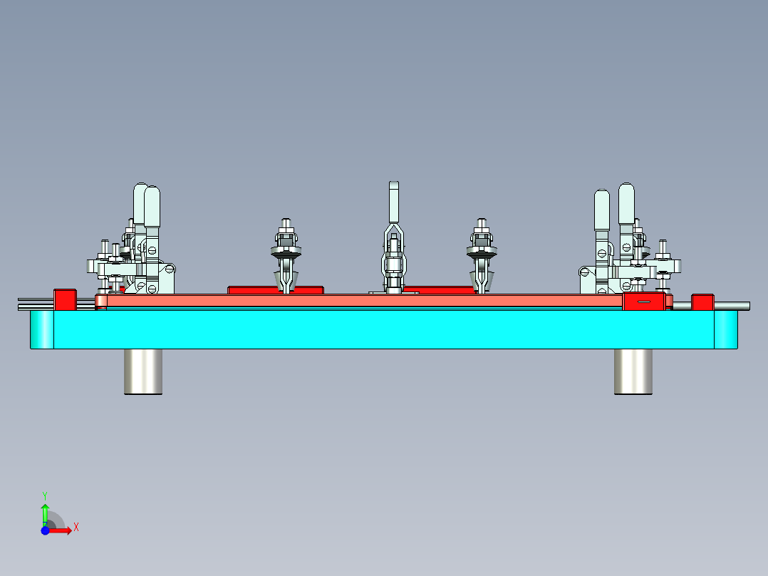 屏幕金属中框成品测四周侧孔检具模型前视图