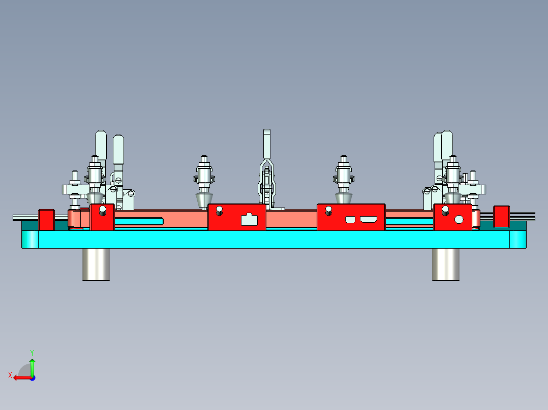屏幕金属中框成品测四周侧孔检具模型后视图
