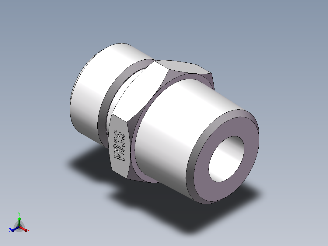 英制锥管螺纹直接头、1CT-16-06SP正等轴测图
