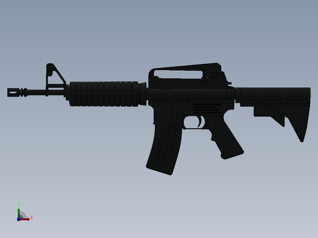 手枪左轮冲锋枪老式狙击步枪设计3D图纸m60-machine-gun（外壳） SW STP前视图