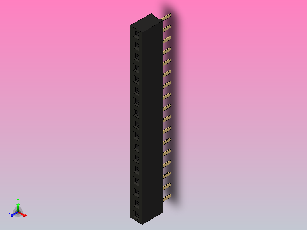 母针头Female_Header_1x17_P2.0_H4.3_straight.step主视图