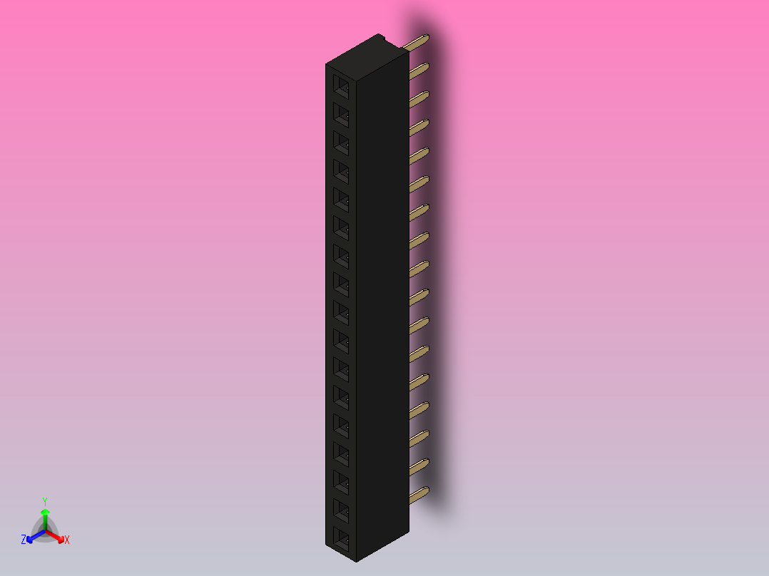 母针头Female_Header_1x17_P2.0_H4.3_straight.step正等轴测图