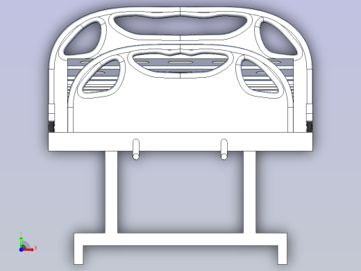 医院简易病床3D模型前视缩略图