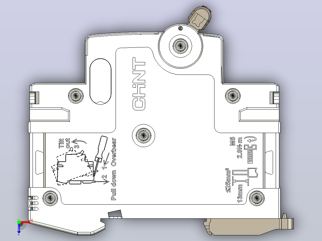 NB8-63 3P小型断路器三维模型202307俯视图
