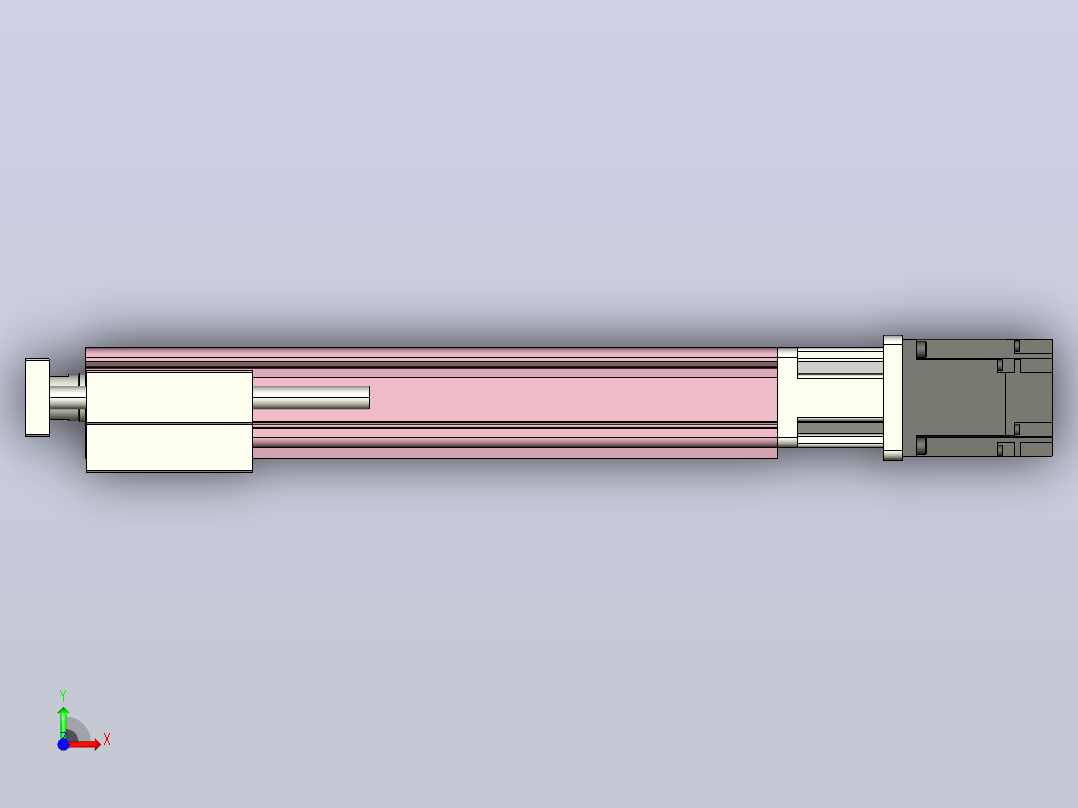 MTC32-250-P#-D-M200W-R MTC32电缸 200W伺服电机直连 带导杆支架前视图