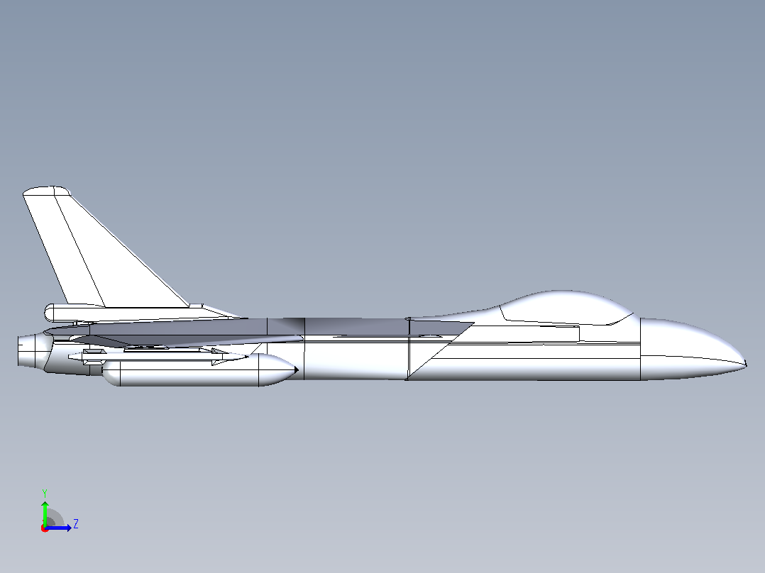 SS-211 Wcraft战斗机简易模型3D图纸左视图