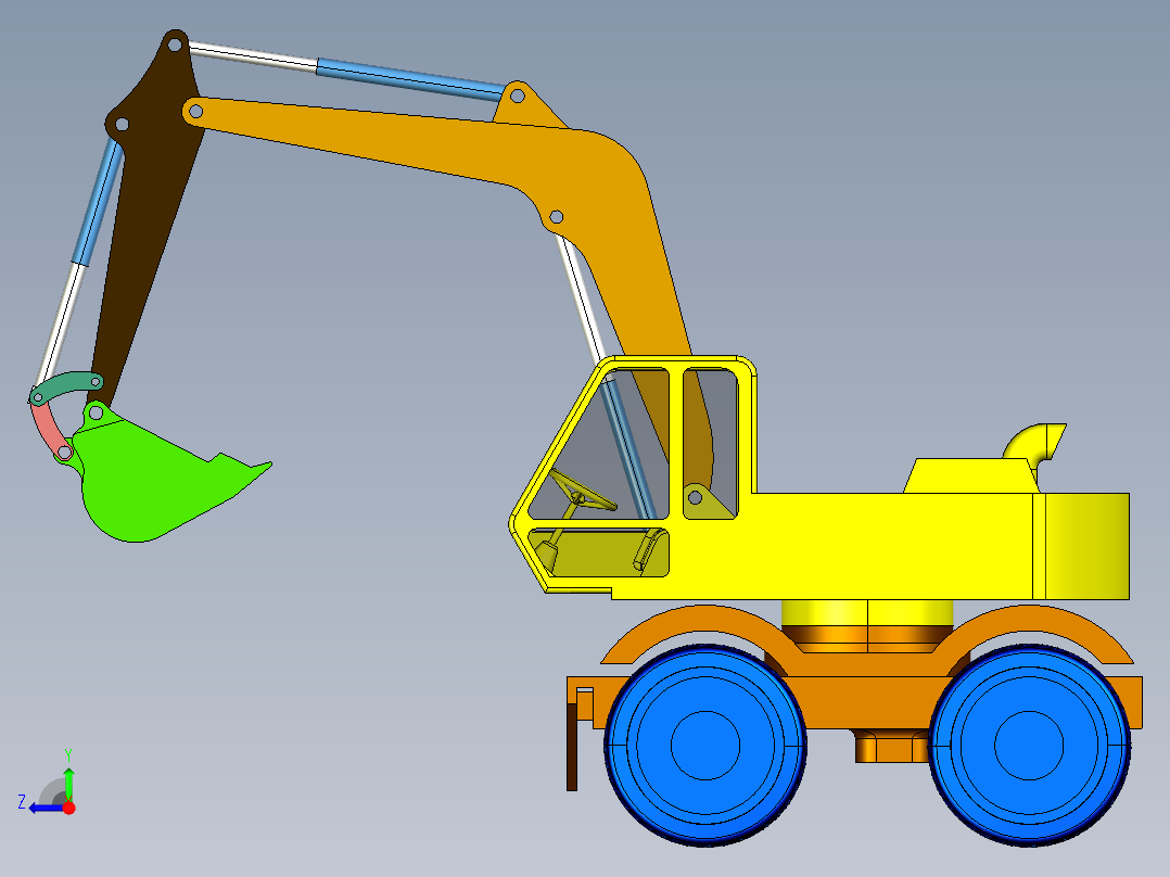 液压挖掘机反铲装置设计（cad+pro+说明书）右视图