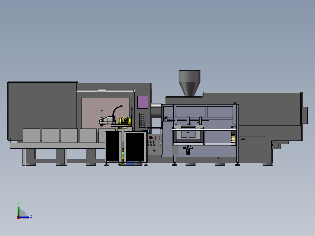 注塑产品自动装箱设备方案图左视图
