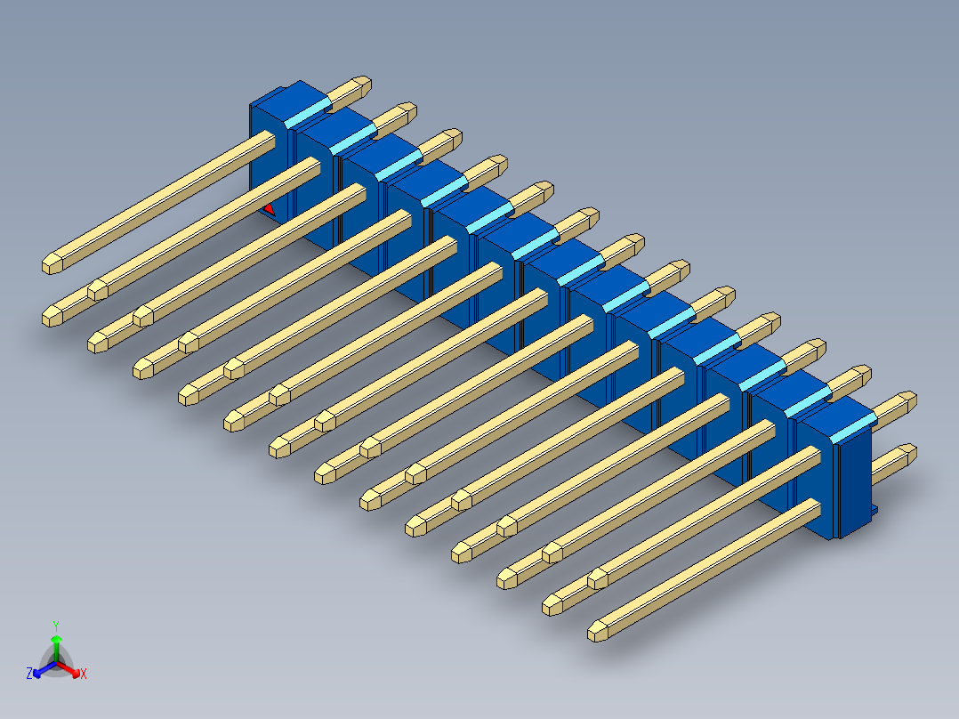彩色公头100mil（2.54mm）系列-DS1021_blue_2x13p_100mil_Type5_rev1.0主视图