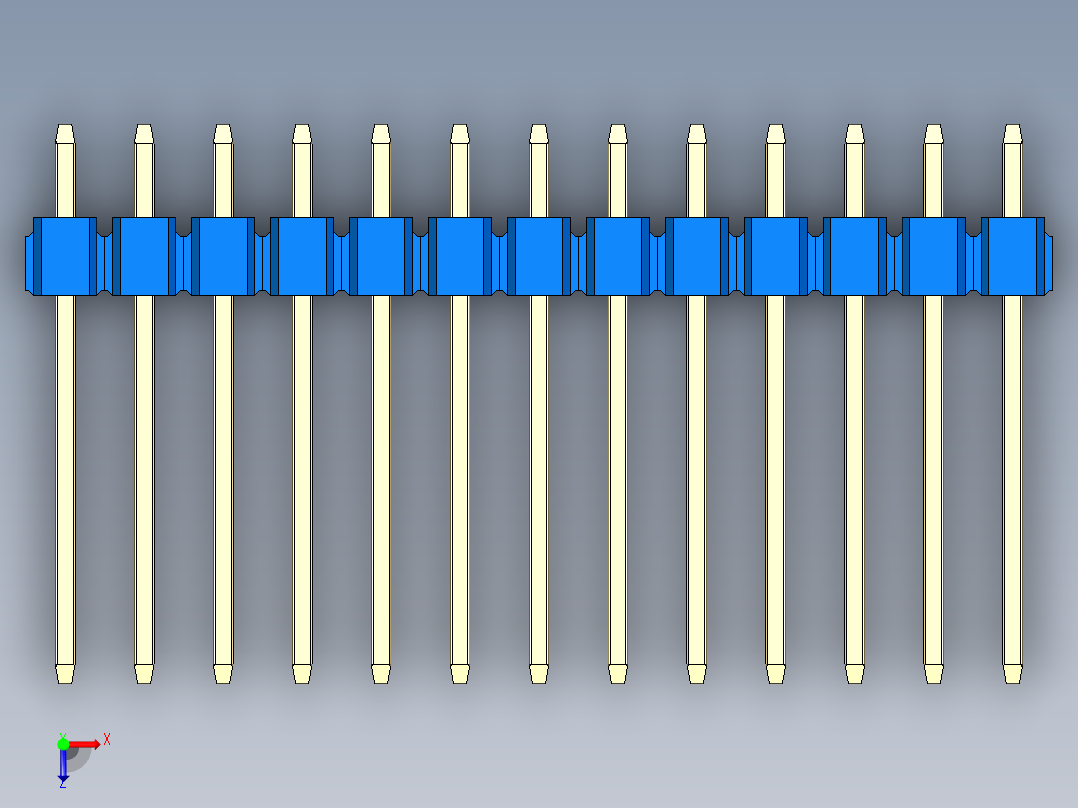 彩色公头100mil（2.54mm）系列-DS1021_blue_2x13p_100mil_Type5_rev1.0俯视图