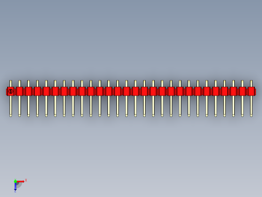 彩色公排针 100mil 2.54mm 系列-DS1022_red_1x28p_100mil_TypeD_rev1.0俯视缩略图