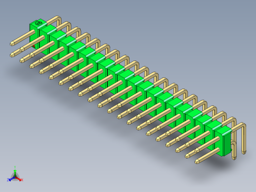 彩色公排针 100mil 2.54mm 系列-DS1022_green_2x20p_100mil_TypeD_rev1.0