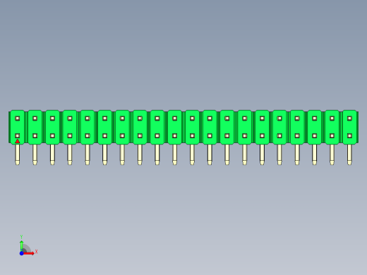 彩色公排针 100mil 2.54mm 系列-DS1022_green_2x20p_100mil_TypeD_rev1.0前视缩略图