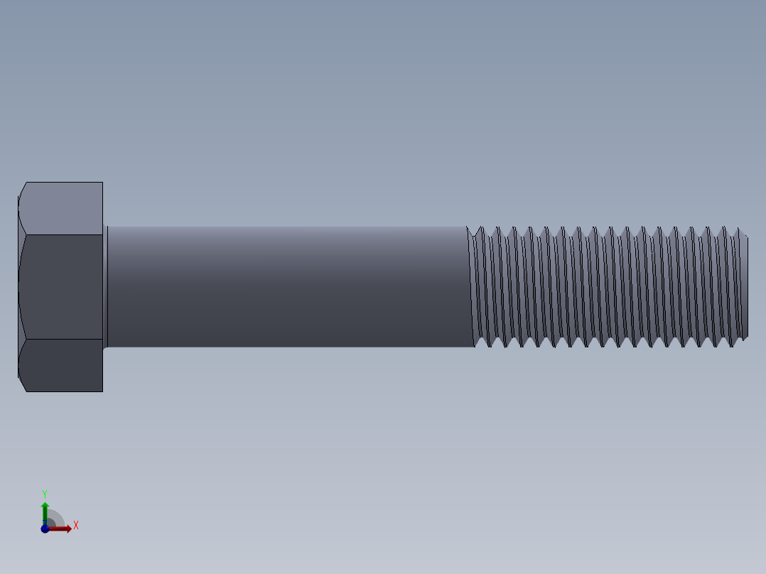 UNC 六角螺栓-Hex Bolt 0.750-10 x 4.SLDPRT前视图