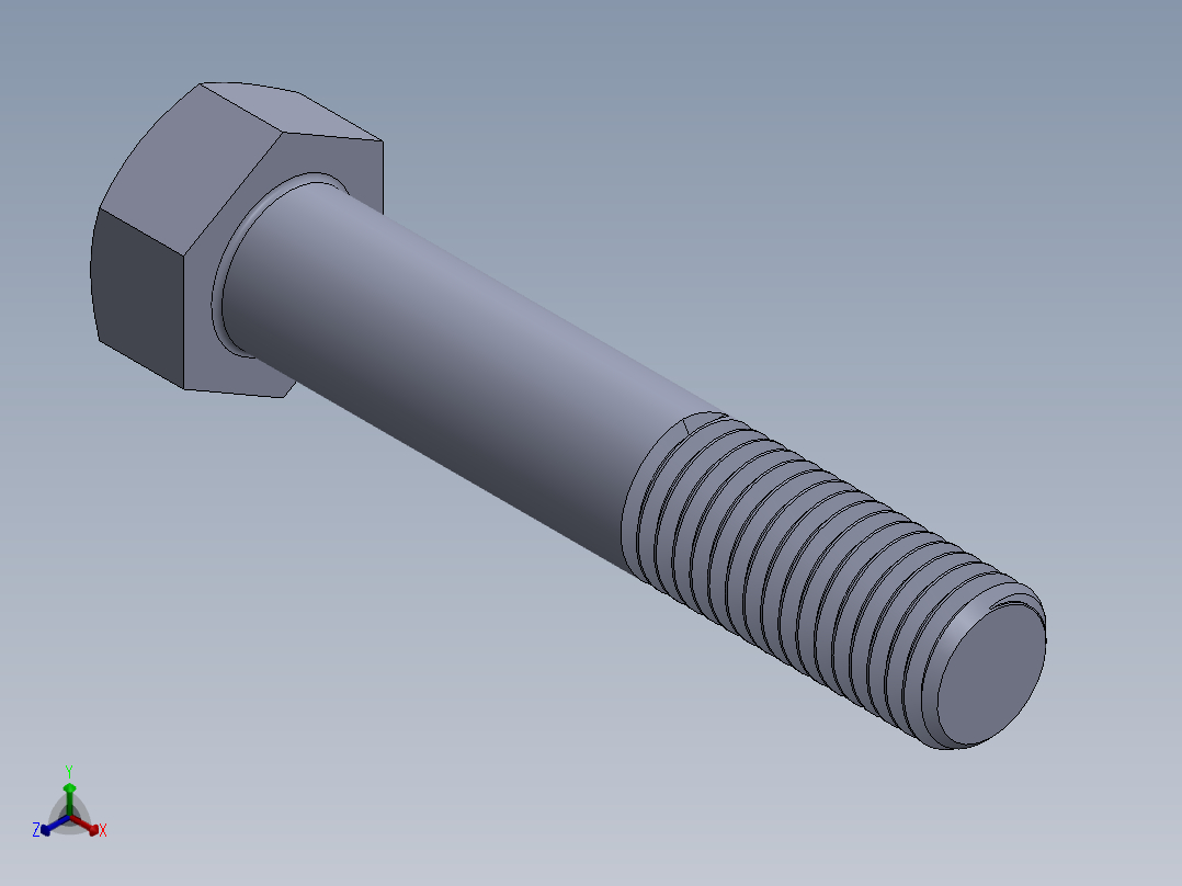 UNC 六角螺栓-Hex Bolt 0.750-10 x 4.SLDPRT正等轴测图