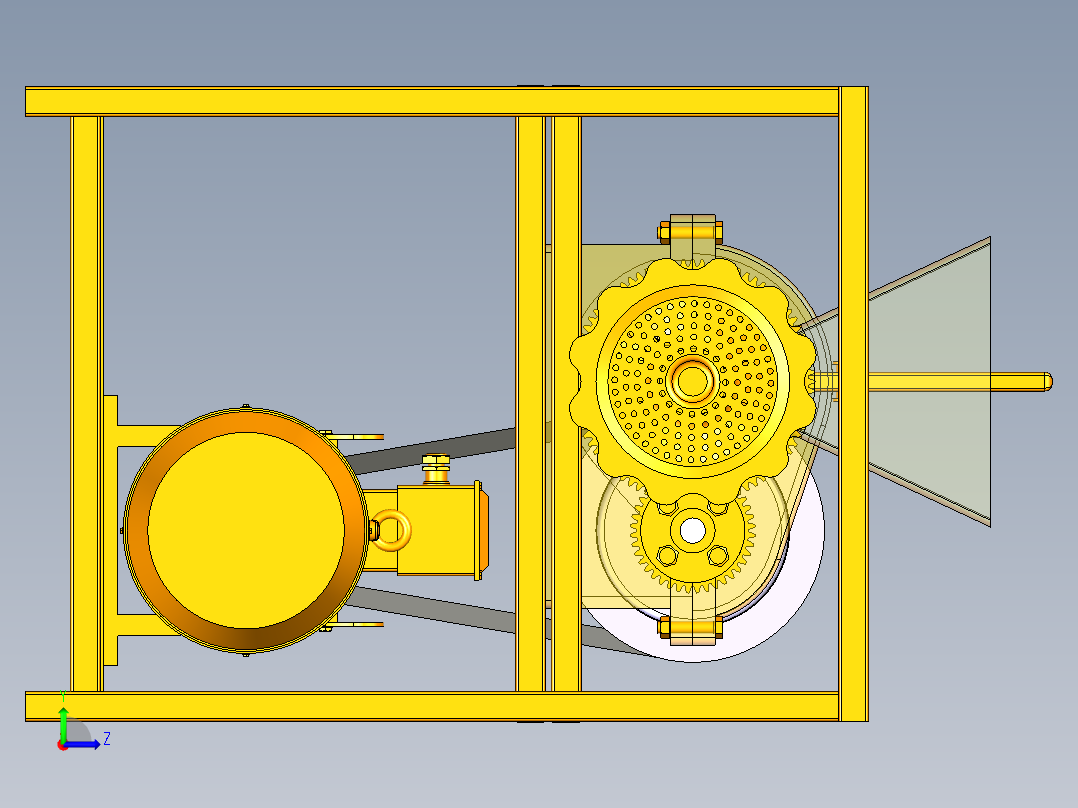 可变速绞肉机二维和三维左视图