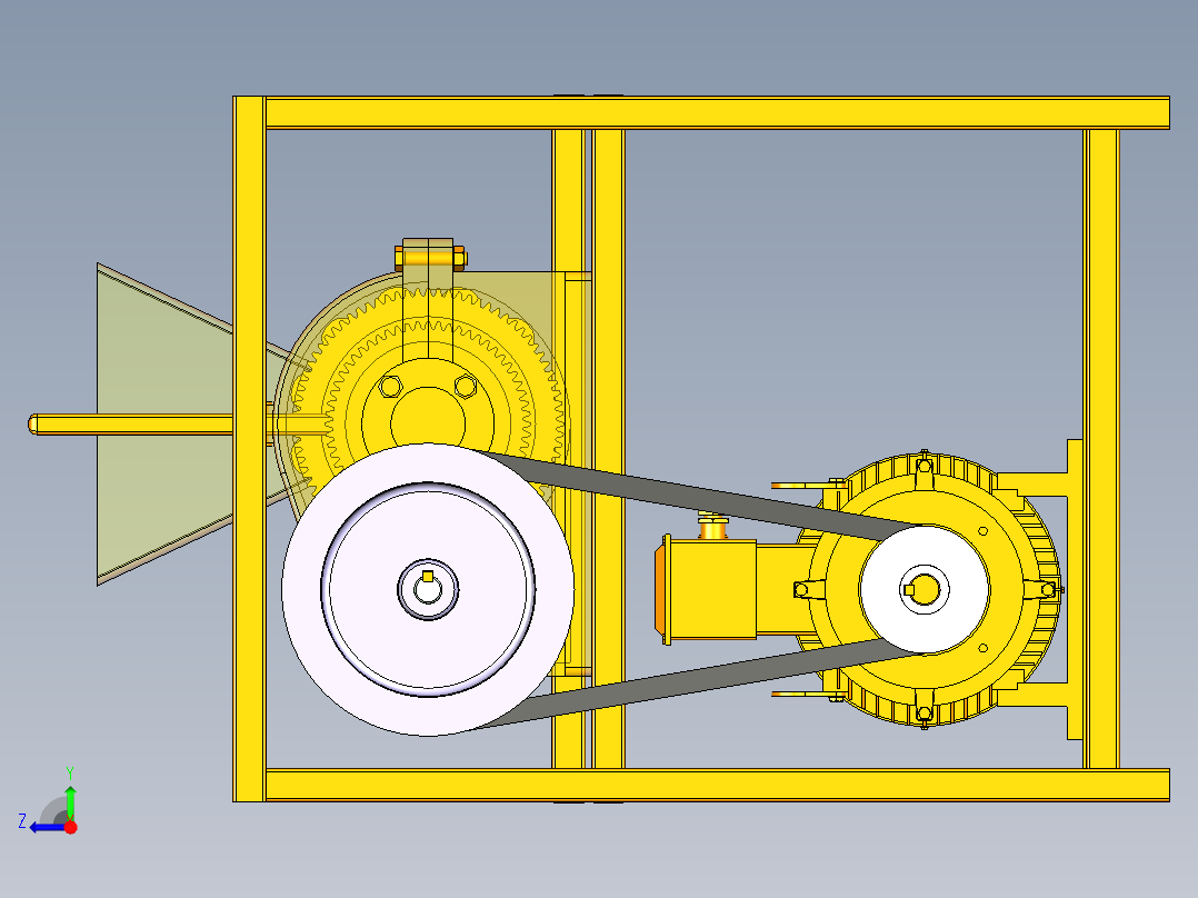 可变速绞肉机二维和三维右视图