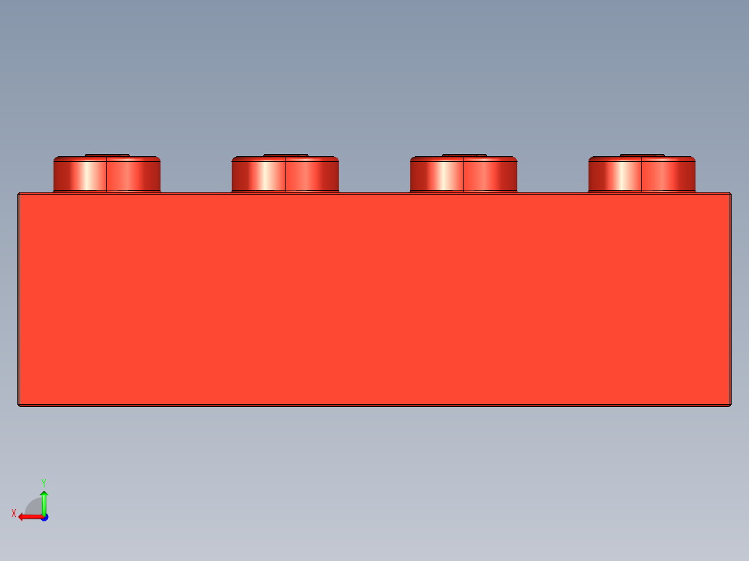 乐高套装 4421基本积木-300121 Bright Red Brick 2 x 4.STEP后视图