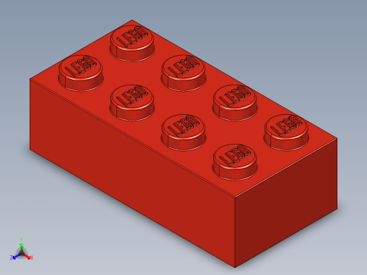 乐高套装 4421基本积木-300121 Bright Red Brick 2 x 4.STEP正等轴测缩略图