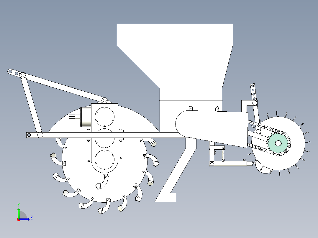 果园开沟施肥机的设计【三维SW】【9张CAD图纸+说明书】左视图