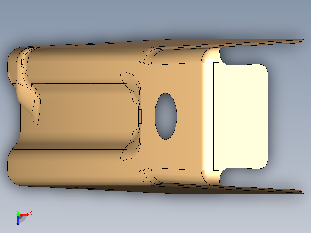 前防撞梁外板的拉深模具设计含UG三维图俯视图
