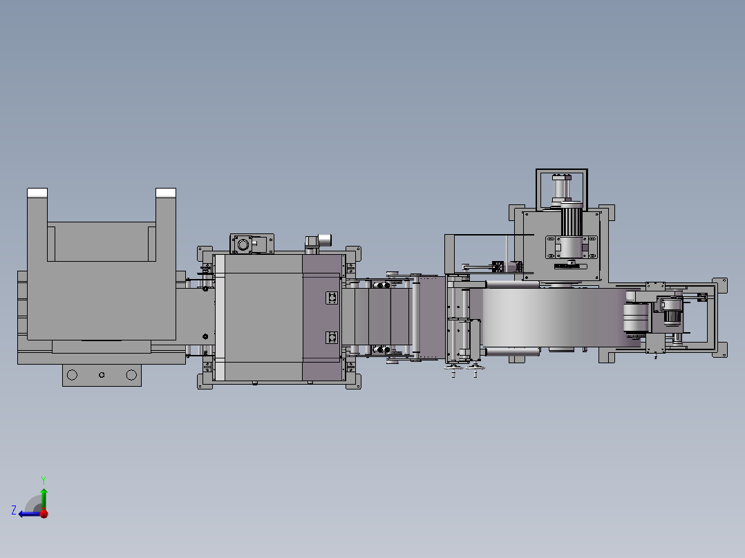 NC伺服三合一冲床钢带送料机右视图