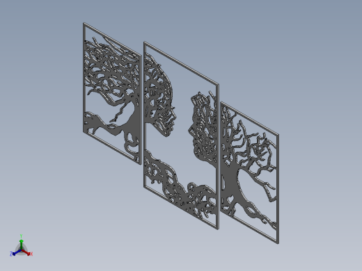 激光切割树情侣墙装饰正等轴测缩略图