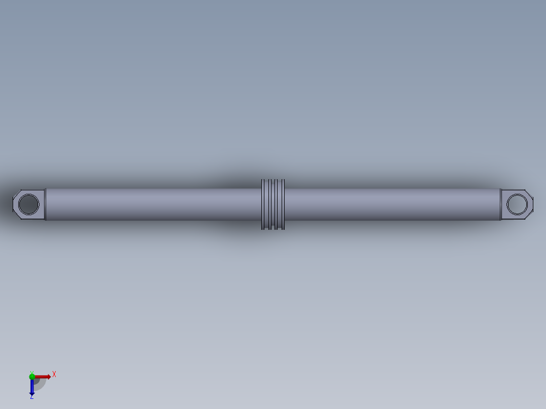 液压缸杆（直径=40毫米，长度=645毫米）俯视图