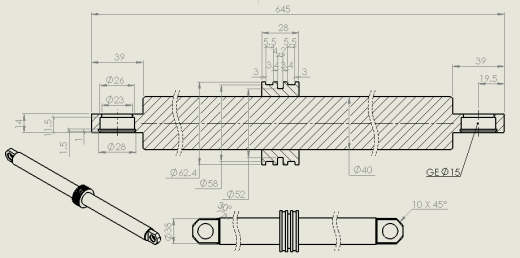 液压缸杆（直径=40毫米，长度=645毫米）缩略图
