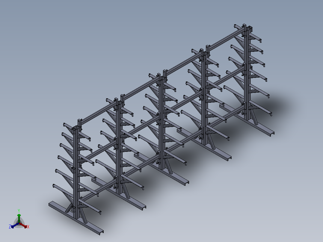 货架、多层悬臂货架正等轴测图