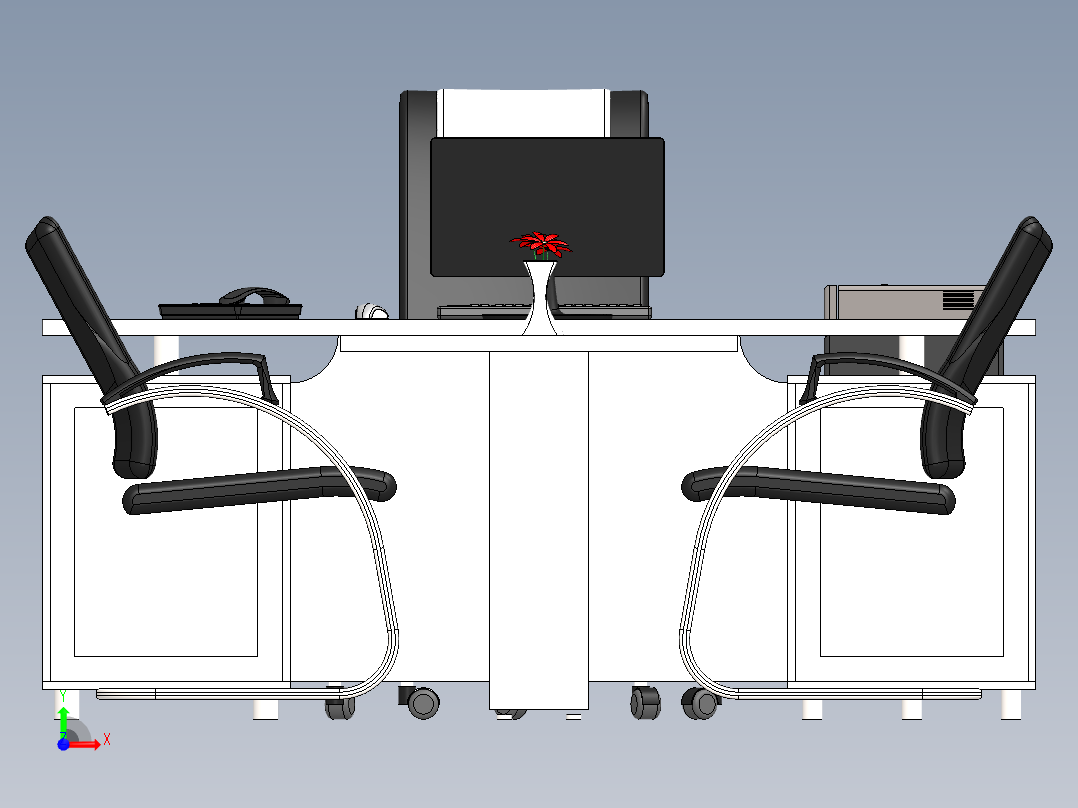 电脑桌(64)前视图
