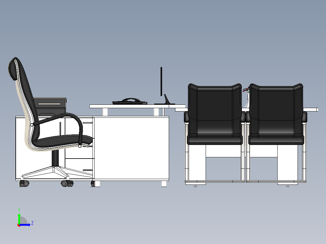 电脑桌(64)左视图