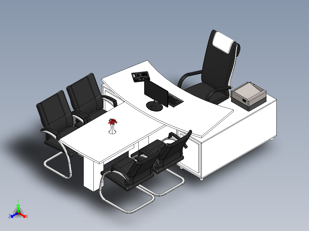 电脑桌(64)正等轴测图