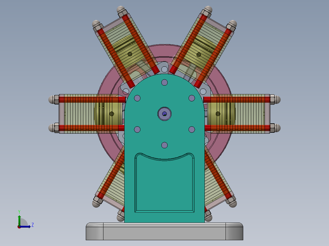 六缸星形发动机左视图
