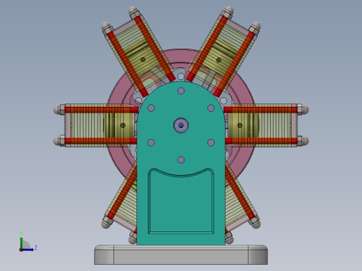六缸星形发动机左视缩略图