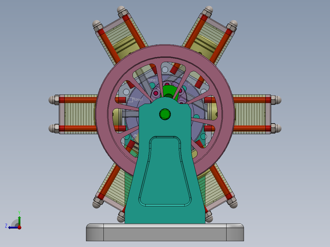 六缸星形发动机右视图