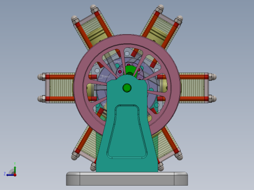 六缸星形发动机右视缩略图