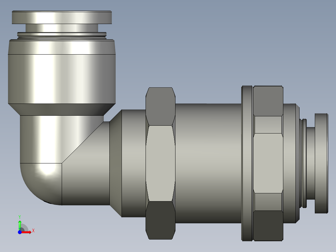 直角穿板接头PLM10前视图