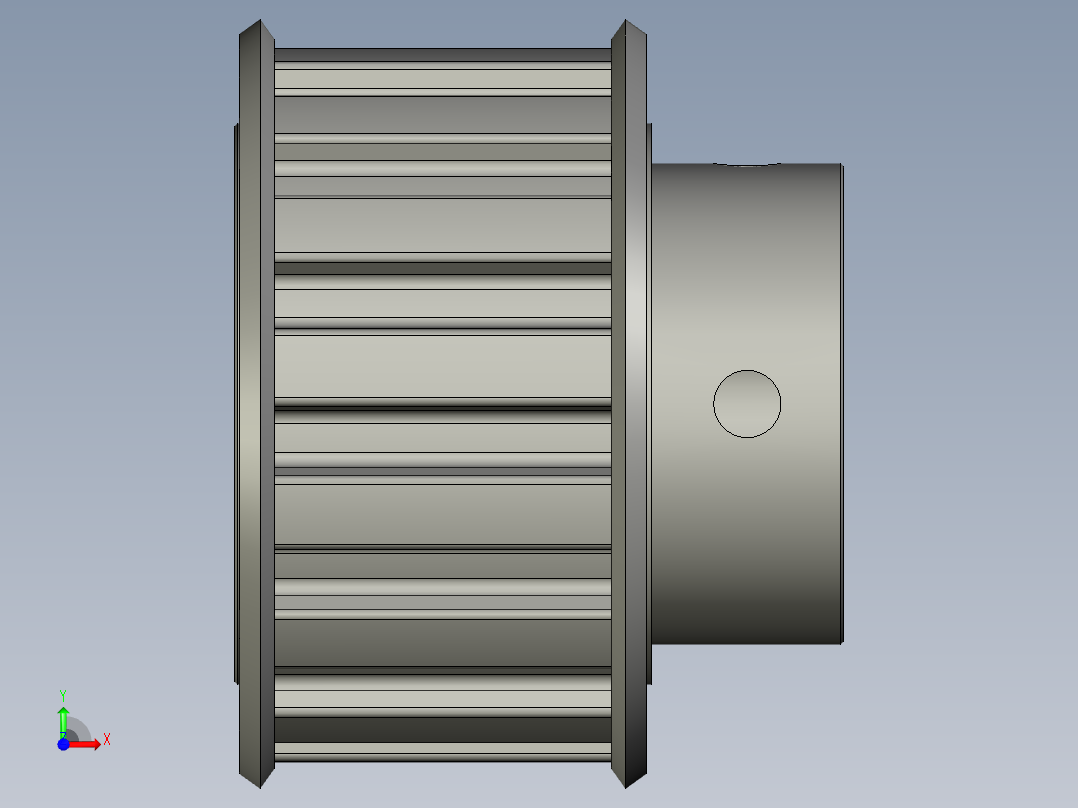 同步轮L型15齿带台阶内孔12前视图
