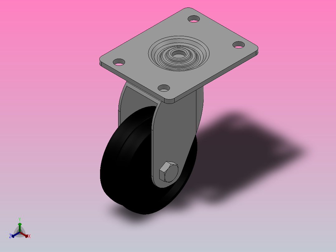 B08-01-075-122B中轻型轮[ Z08-01-075-122B]脚轮正等轴测图