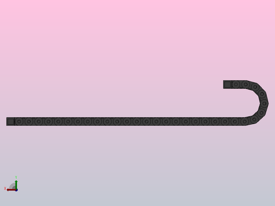 弯曲半径125内高35两侧打开型封闭式拖链_DMD35CD-35-50-125R-30后视图