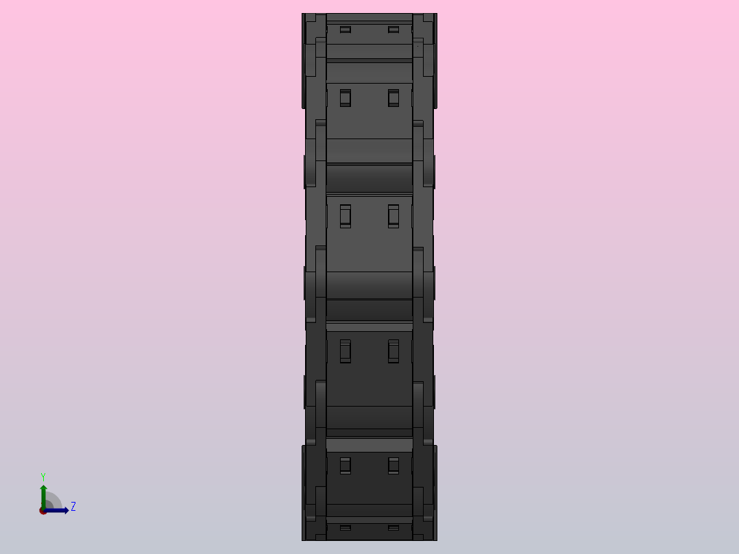 弯曲半径125内高35两侧打开型封闭式拖链_DMD35CD-35-50-125R-30左视图