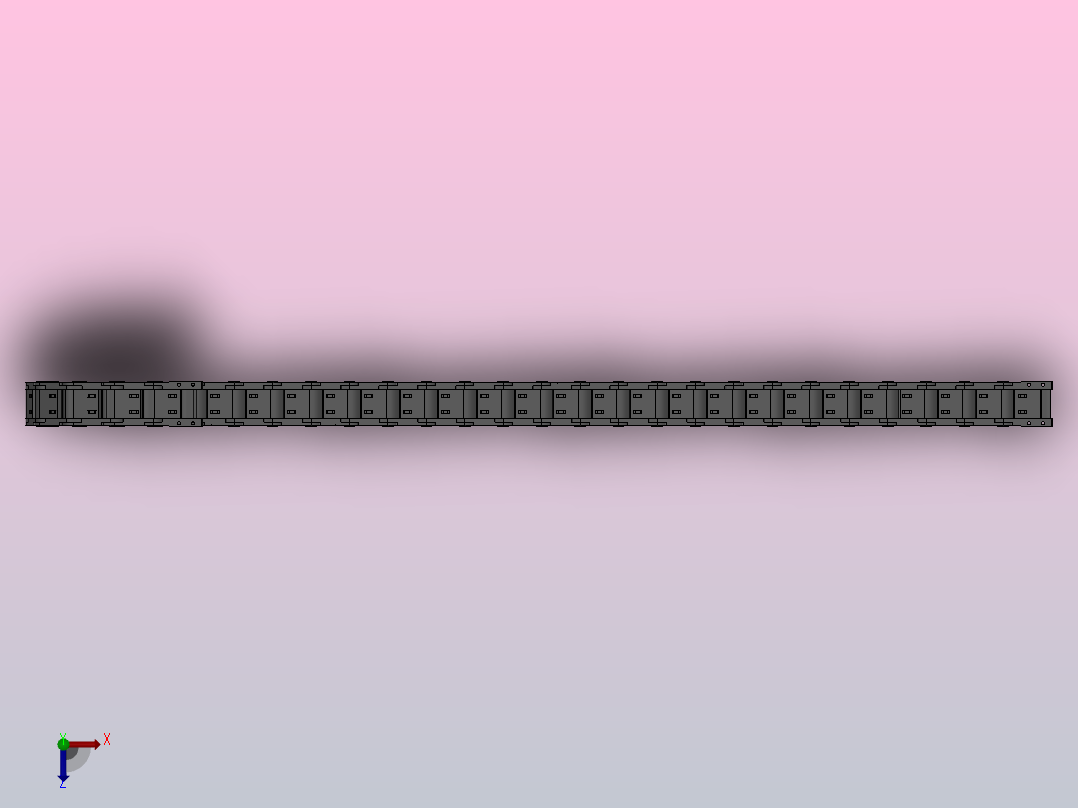 弯曲半径125内高35两侧打开型封闭式拖链_DMD35CD-35-50-125R-30俯视图