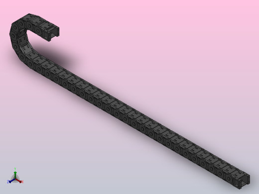 弯曲半径125内高35两侧打开型封闭式拖链_DMD35CD-35-50-125R-30正等轴测缩略图