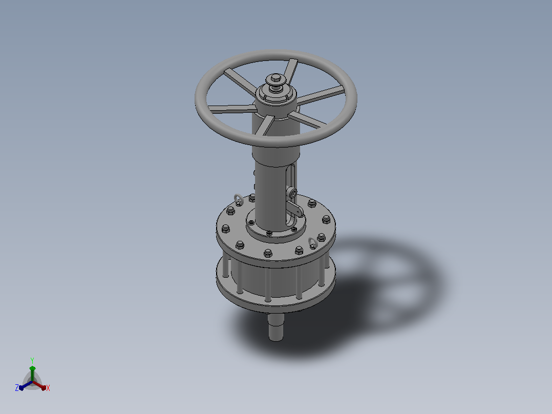 双作用执行机构-TM1简易顶装手轮机构[ZH125DA-1P]正等轴测图