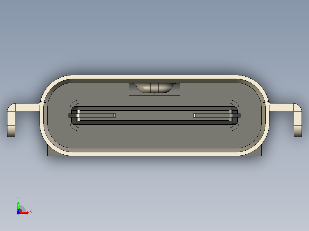 USB C 连接器水平板载 1.6mm前视图