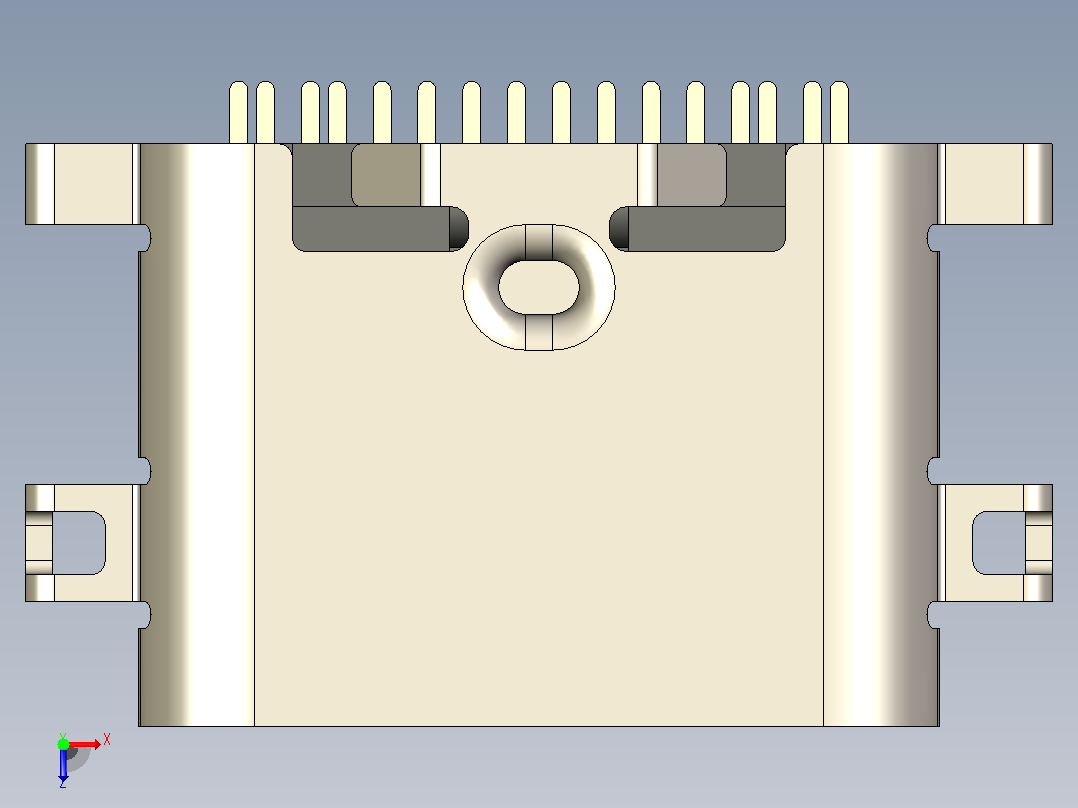 USB C 连接器水平板载 1.6mm俯视图